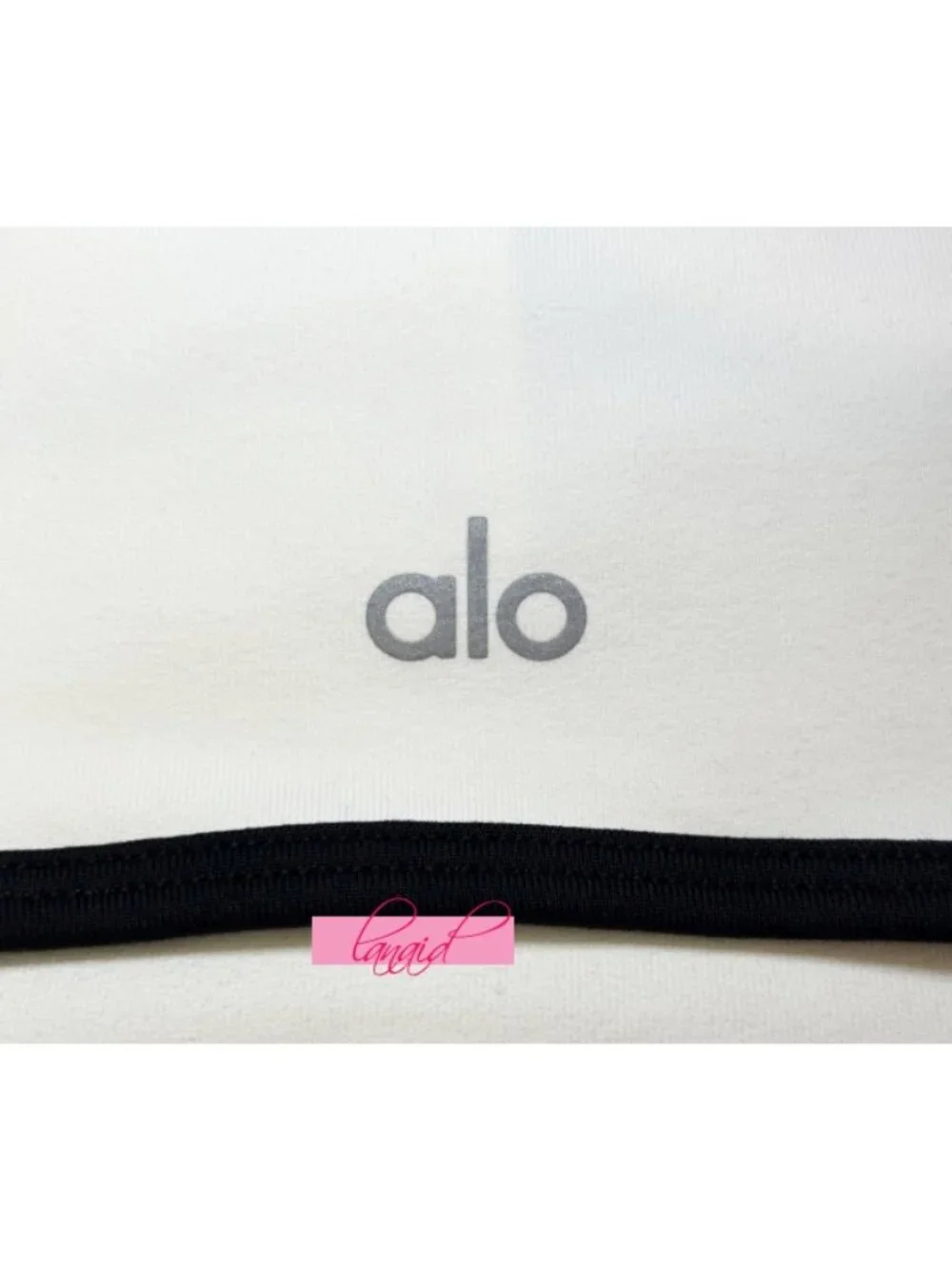 Alo Airbrush Streamlined Bra Tank Ivory Black Padded Sports Bralette Crop Top M
